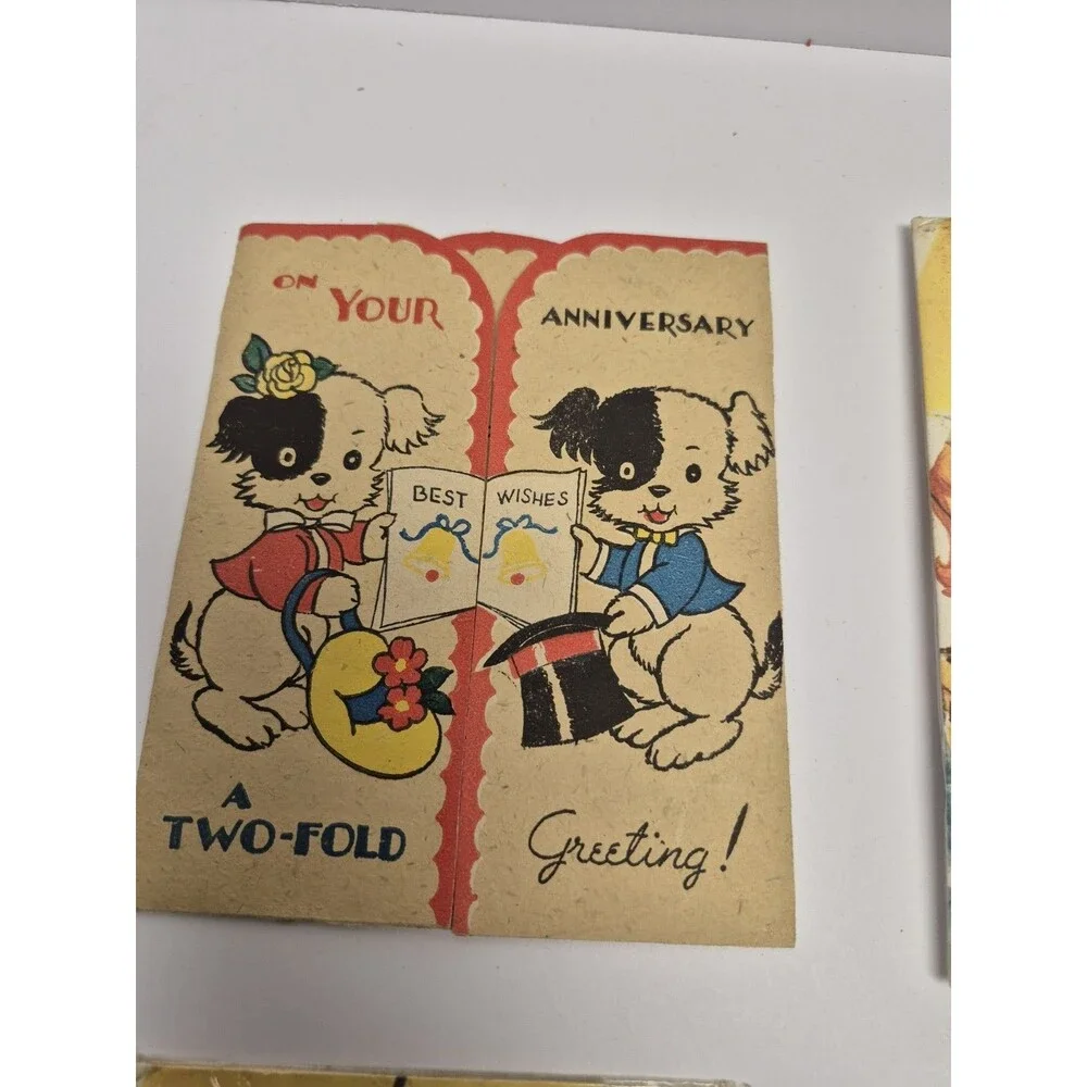 Vintage Greeting Cards Childrens Birthday Age 10 And 7 Plus Anniversary Card
